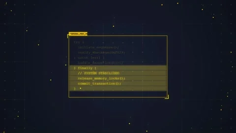 Digital code on dark background, futuristic screen with glitch effect, tech.. Stock Footage 348414151
