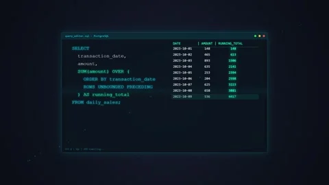 Digital code on a dark computer screen with glowing text and particles Stock Footage 348421599