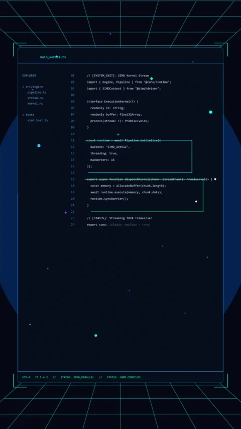 Digital code data stream animation with futuristic technology interface Stock Footage 347558322