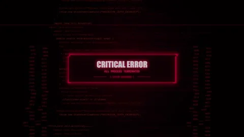 Digital code display shows a major critical error. cyber security threat wi.. Video stock 346968699
