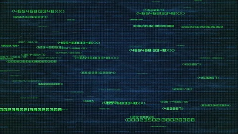 Digital Code Flow With Green Binary Numbers, High Tech Data Matrix BG Stock-Footage 322788895