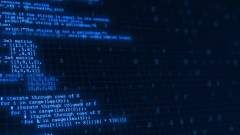Digital code grid motion visual blue software text, blurred matrix numbers, tech Stock Footage 340567887