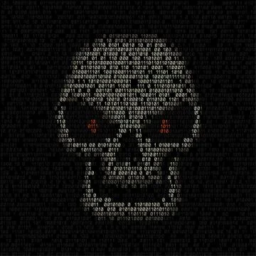 Digital code hacker skull Illustrazione stock