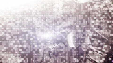 Digital code illustration on blur city background. Abstract Binary code. イラスト素材