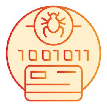 Digital code infected flat icon. Credit card virus password orange icons in 스톡 일러스트