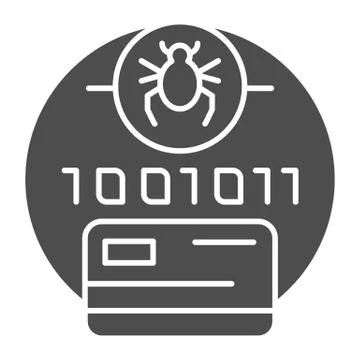 Digital code infected solid icon. Credit card virus password vector illustration Stock Illustration
