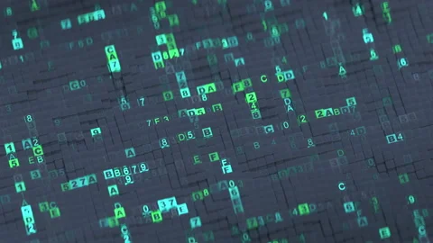 Digital code machine language visualization seamless loop 3D animation Stock Footage 211251594