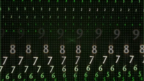 Digital Code Matrix Green Neon Numbers And Pixel Grid Background Stock Footage 318958449