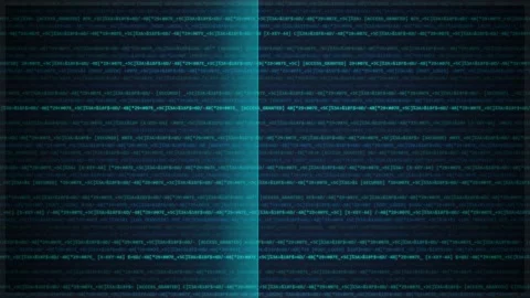 Digital Code Rain Background: Abstract Blue Matrix Style Programming Data S.. Stock Footage 348414650