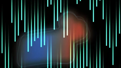 Digital code rain technology background with glowing lines. Stock Footage 337459151