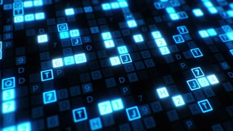 Digital Code on Screen Seamless. Beautiful Symbols Grid Flickering and Glowing Stock-Footage 258235170
