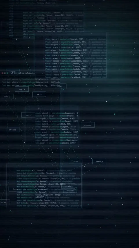 Digital Code Scrolling Background for AI and Cybersecurity Stock Footage 335341260