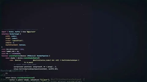 Digital code scrolling on a dark screen representing software development and Stock Footage 336772674