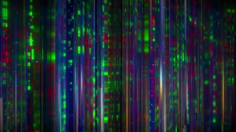 Digital code with shallow depth of field seamless loop 3D Render animation Stock Footage 228844092