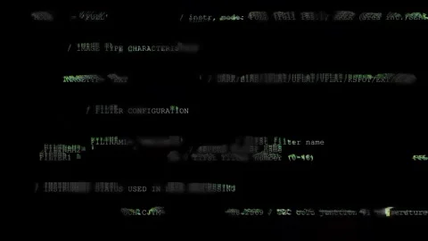 Digital code stream with scientific parameters. Stock Footage 313472234