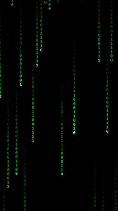 Digital code stream waterfall: abstract green binary data animation Stock Footage 345487734