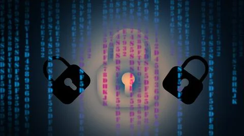 Digital codes and lock. cybersecurity 写真素材