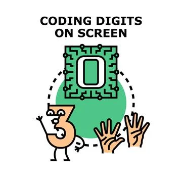 Digital coding digits concept for screen development 库存插图