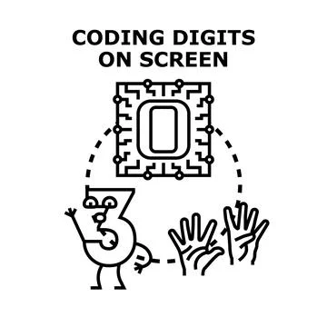 Digital coding digits concept for screen development Illustration