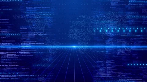 Digital Coding Grid Flow with Dotted World Map Stock Footage 315406130