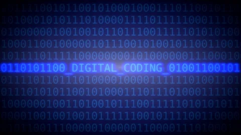 Digital coding - rotating characters, blue variant. Seamless loop able Stock Footage 100796468