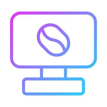 Digital Coffee Bean Icon Computer Screen Vector Art Stock Illustration