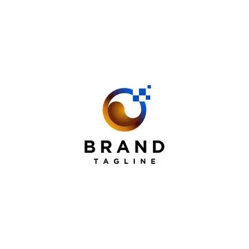 Digital Coffee Logo Design Stock Illustration