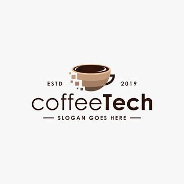 Digital coffee logo vector inspiration, coffee technology Stock Illustration