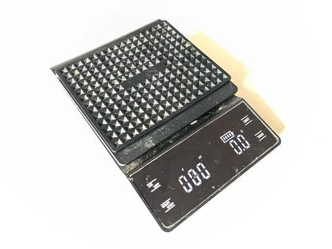 Digital coffee scale with timer and LED display Stock Photos