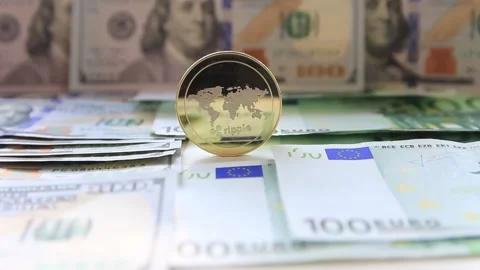 Digital coin ripple close up. Stock Footage 157507196