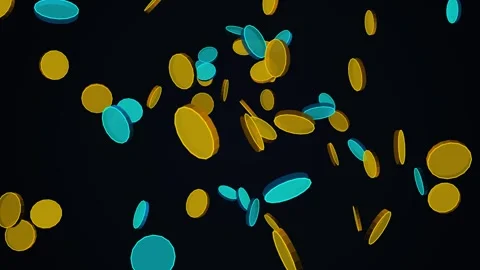 Digital Coins Falling and Stacking Symbolizing Financial Growth and Investm.. Stock Footage 347359659