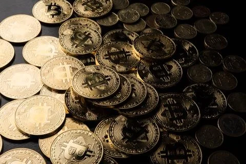 Digital coins of the technological age. Stock Photos