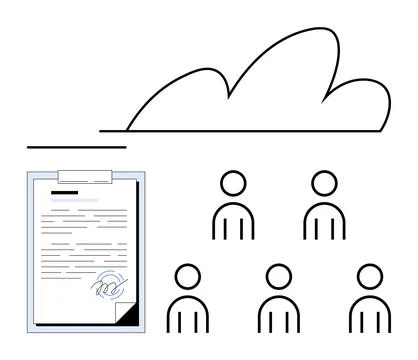Digital Collaboration and Cloud Document Sharing in Teamwork Concept 스톡 일러스트