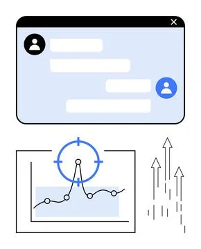 Digital Collaboration and Data Analysis with Growth Indicators Stock Illustration