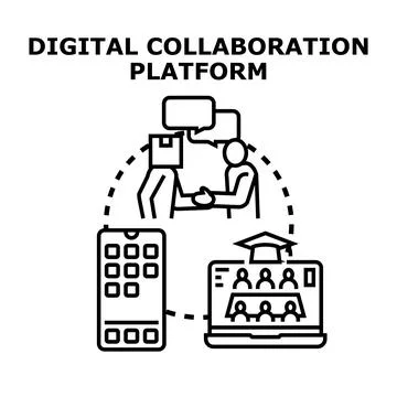 Digital collaboration platform for online teamwork and education Illustrazione stock
