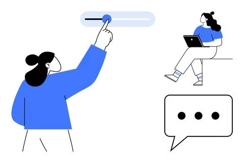 Digital Collaboration with Slider Control Interface and Communication Element イラスト素材