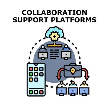 Digital collaboration support platforms for remote teamwork Stock Illustration