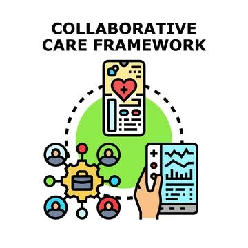 Digital collaborative care framework concept vector icon Stock Illustration