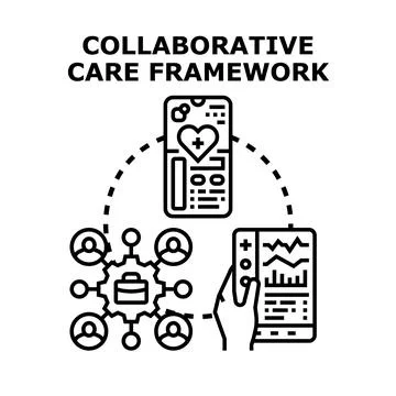 Digital collaborative care framework concept vector icon Stock Illustration