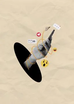 Digital collage of communication themes virtual space graphic art abstract Stock Photos