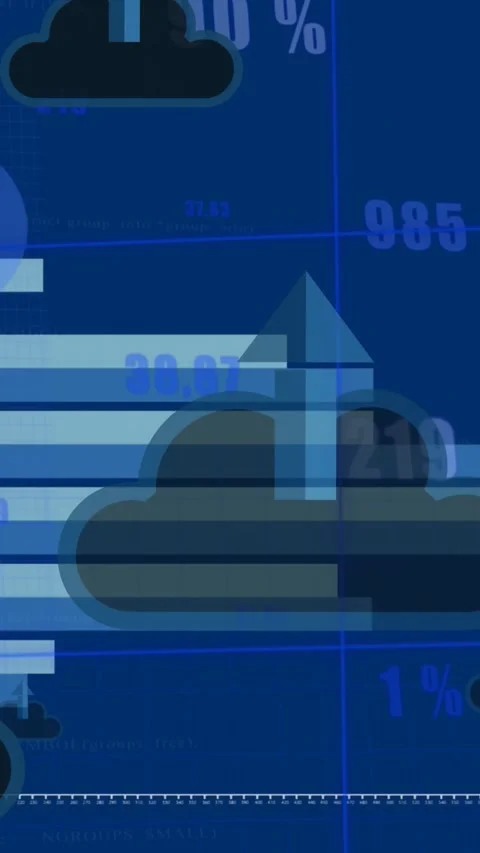 A digital collage represents cloud computing and data analytics Stock Footage 321216330