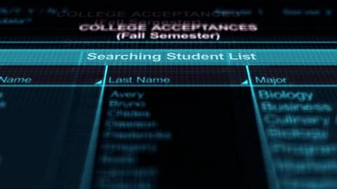 Digital College Acceptances in Generic University Database0 Stock Illustration