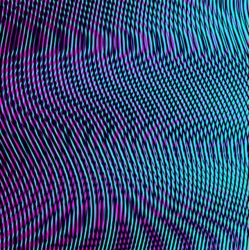 Digital colored geometric abstract background with linear moire. Stock Illustration