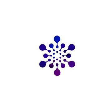 Digital colorful isolated circle logo template. Stylized abstract snowflake Stock Illustration