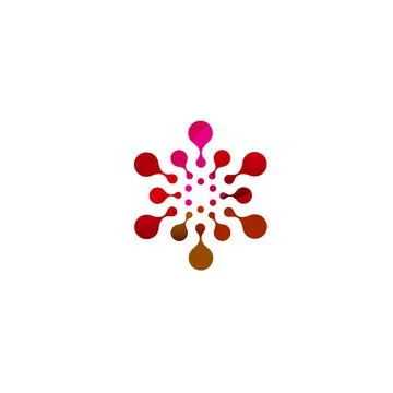 Digital colorful isolated circle logo template. Stylized abstract snowflake Stock Illustration