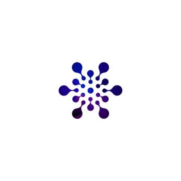 Digital colorful isolated circle logo template. Stylized abstract snowflake Stock Illustration