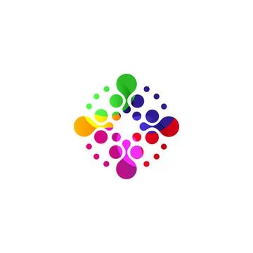 Digital colorful isolated circle logo template. Stylized abstract snowflake Stock Illustration