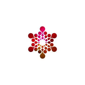 Digital colorful isolated circle logo template. Stylized abstract snowflake Stock Illustration