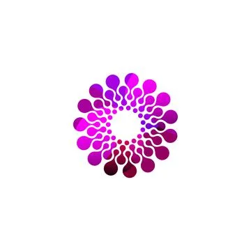 Digital colorful isolated circle logo template. Stylized abstract snowflake Stock Illustration