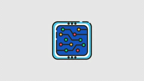 Digital colorful square chip with a circuit board design represents future .. Stock Footage 314392591